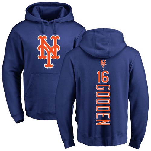 MLB Nike New York Mets #16 Dwight Gooden Royal Blue Backer Pullover Hoodie