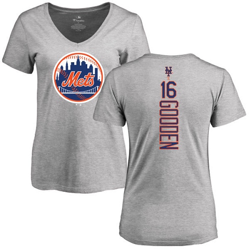 MLB Women's Nike New York Mets #16 Dwight Gooden Ash Backer T-Shirt