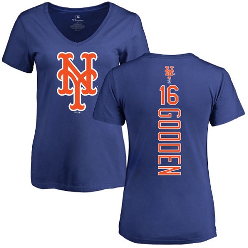 MLB Women's Nike New York Mets #16 Dwight Gooden Royal Blue Backer T-Shirt