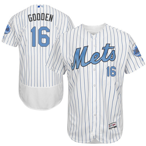 Men's Majestic New York Mets #16 Dwight Gooden Authentic White 2016 Father's Day Fashion Flex Base MLB Jersey