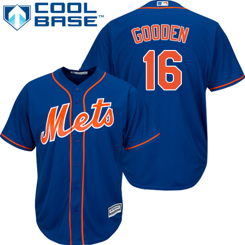 Men's Majestic New York Mets #16 Dwight Gooden Replica Royal Blue Alternate Home Cool Base MLB Jersey