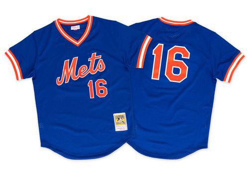 Men's Mitchell and Ness 1986 New York Mets #16 Dwight Gooden Authentic Royal Blue Throwback MLB Jersey