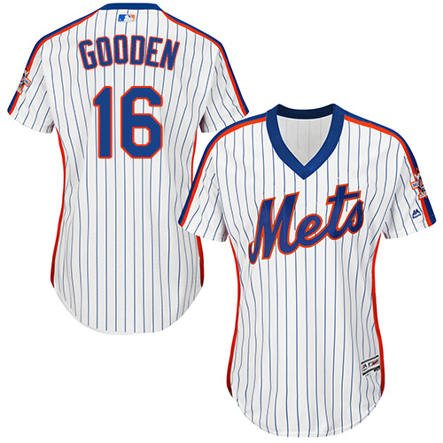 Women's Majestic New York Mets #16 Dwight Gooden Authentic White Alternate Cool Base MLB Jersey