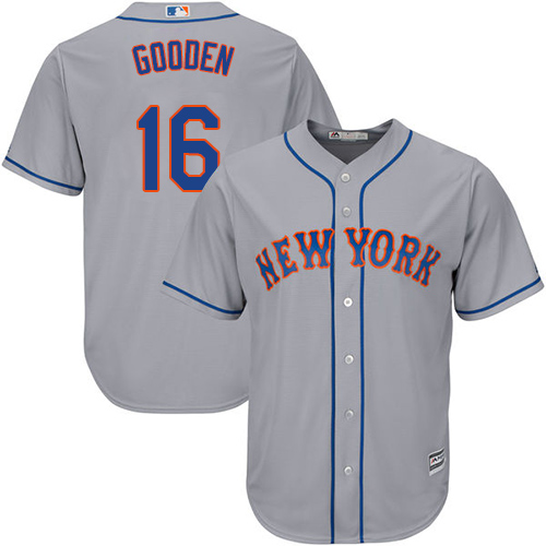 Youth Majestic New York Mets #16 Dwight Gooden Authentic Grey Road Cool Base MLB Jersey