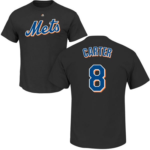 MLB Nike New York Mets #8 Gary Carter Black Name & Number T-Shirt