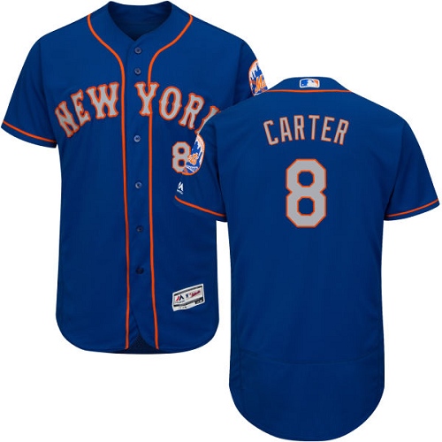 Men's Majestic New York Mets #8 Gary Carter Royal/Gray Alternate Flex Base Authentic Collection MLB Jersey