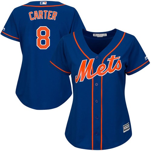 Women's Majestic New York Mets #8 Gary Carter Authentic Royal Blue Alternate Home Cool Base MLB Jersey
