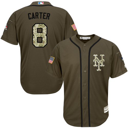 Youth Majestic New York Mets #8 Gary Carter Authentic Green Salute to Service MLB Jersey
