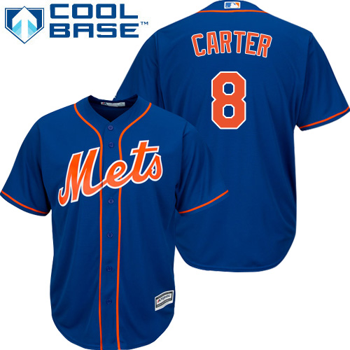 Youth Majestic New York Mets #8 Gary Carter Authentic Royal Blue Alternate Home Cool Base MLB Jersey