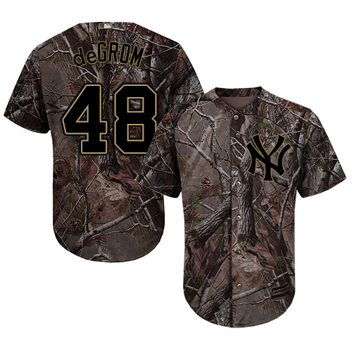 Youth Majestic New York Mets #48 Jacob deGrom Authentic Camo Realtree Collection Flex Base MLB Jersey
