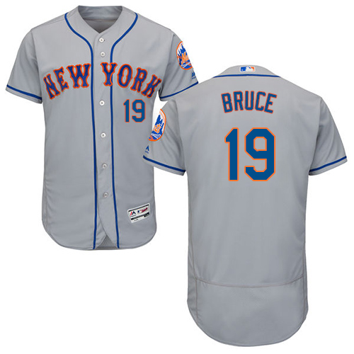 Men's Majestic New York Mets #19 Jay Bruce Grey Road Flex Base Authentic Collection MLB Jersey
