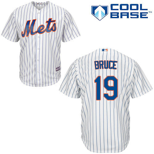 Men's Majestic New York Mets #19 Jay Bruce Replica White Home Cool Base MLB Jersey