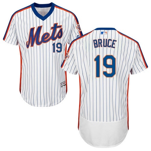 Men's Majestic New York Mets #19 Jay Bruce White Alternate Flex Base Authentic Collection MLB Jersey
