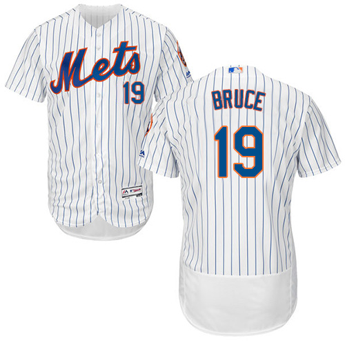 Men's Majestic New York Mets #19 Jay Bruce White Home Flex Base Authentic Collection MLB Jersey