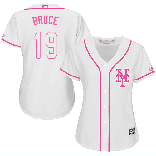 Women's Majestic New York Mets #19 Jay Bruce Authentic White Fashion Cool Base MLB Jersey