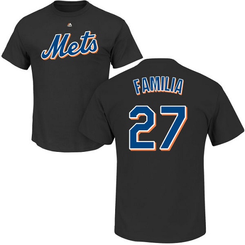 MLB Nike New York Mets #27 Jeurys Familia Black Name & Number T-Shirt