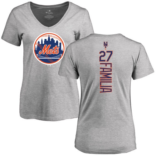 MLB Women's Nike New York Mets #27 Jeurys Familia Ash Backer T-Shirt