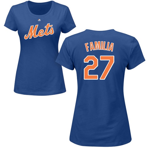 MLB Women's Nike New York Mets #27 Jeurys Familia Royal Blue Name & Number T-Shirt