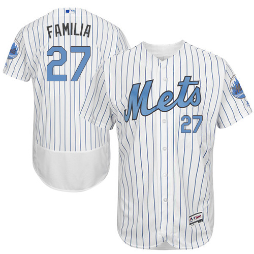Men's Majestic New York Mets #27 Jeurys Familia Authentic White 2016 Father's Day Fashion Flex Base MLB Jersey