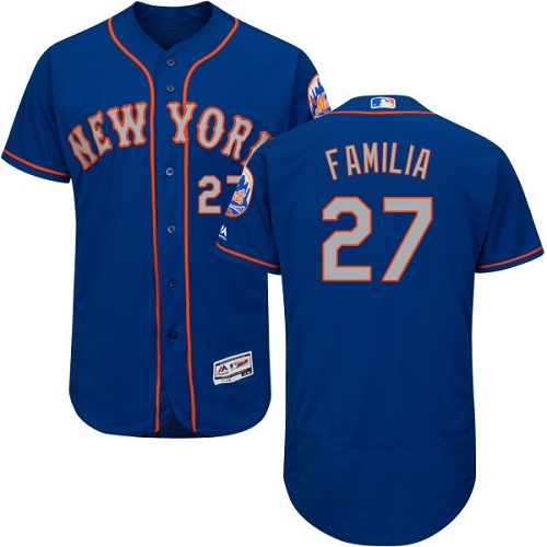 Men's Majestic New York Mets #27 Jeurys Familia Royal/Gray Alternate Flex Base Authentic Collection MLB Jersey