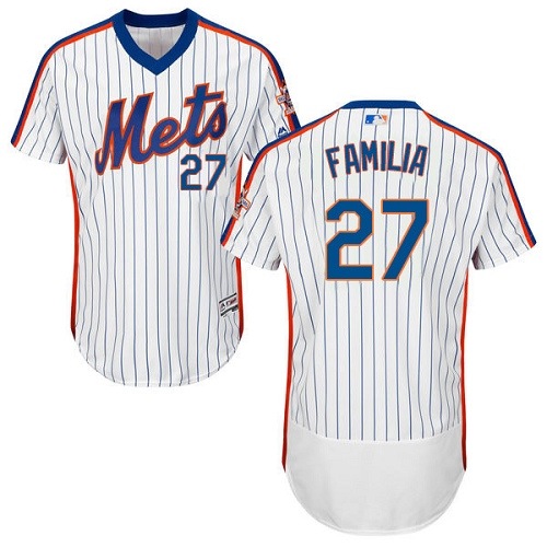 Men's Majestic New York Mets #27 Jeurys Familia White Alternate Flex Base Authentic Collection MLB Jersey