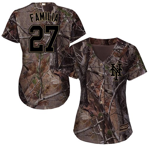 Women's Majestic New York Mets #27 Jeurys Familia Authentic Camo Realtree Collection Flex Base MLB Jersey