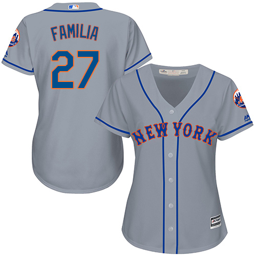 Women's Majestic New York Mets #27 Jeurys Familia Authentic Grey Road Cool Base MLB Jersey