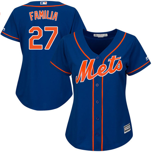 Women's Majestic New York Mets #27 Jeurys Familia Authentic Royal Blue Alternate Home Cool Base MLB Jersey