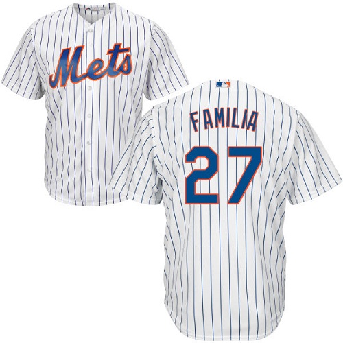 Youth Majestic New York Mets #27 Jeurys Familia Authentic White Home Cool Base MLB Jersey