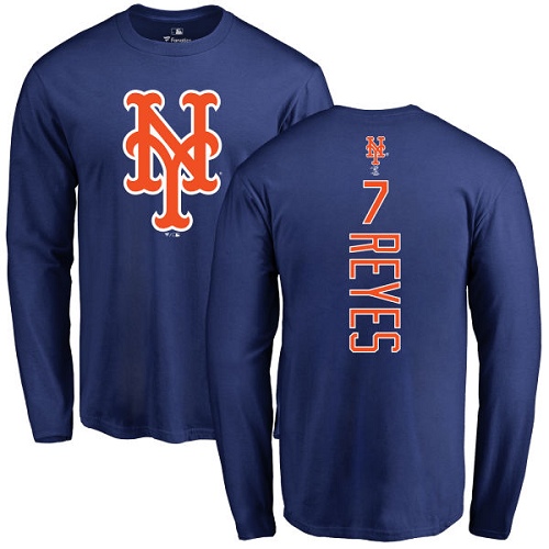 MLB Nike New York Mets #7 Jose Reyes Royal Blue Backer Long Sleeve T-Shirt