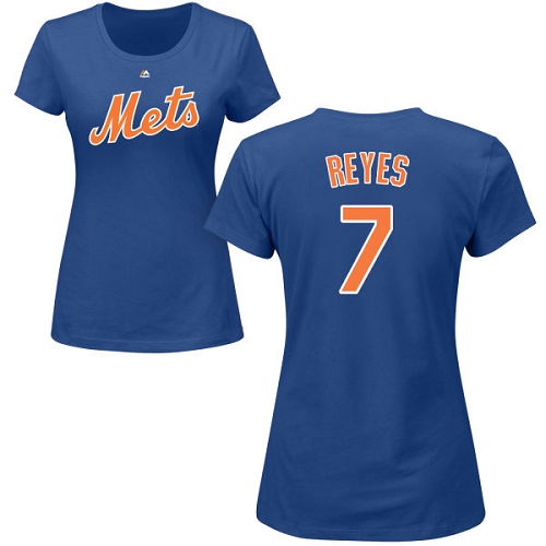 MLB Women's Nike New York Mets #7 Jose Reyes Royal Blue Name & Number T-Shirt
