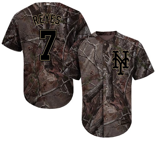 Men's Majestic New York Mets #7 Jose Reyes Authentic Camo Realtree Collection Flex Base MLB Jersey
