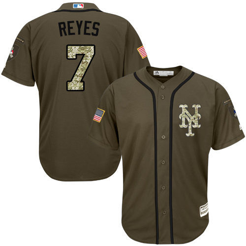 Men's Majestic New York Mets #7 Jose Reyes Authentic Green Salute to Service MLB Jersey