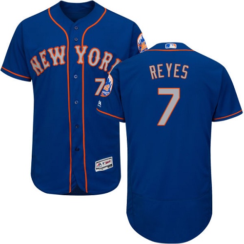 Men's Majestic New York Mets #7 Jose Reyes Royal/Gray Flexbase Authentic Collection MLB Jersey