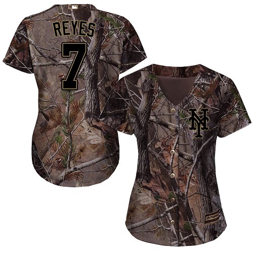 Women's Majestic New York Mets #7 Jose Reyes Authentic Camo Realtree Collection Flex Base MLB Jersey