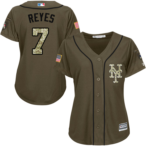 Women's Majestic New York Mets #7 Jose Reyes Authentic Green Salute to Service MLB Jersey
