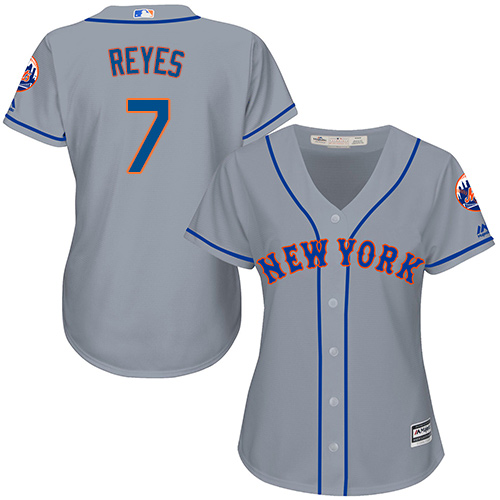 Women's Majestic New York Mets #7 Jose Reyes Authentic Grey Road Cool Base MLB Jersey