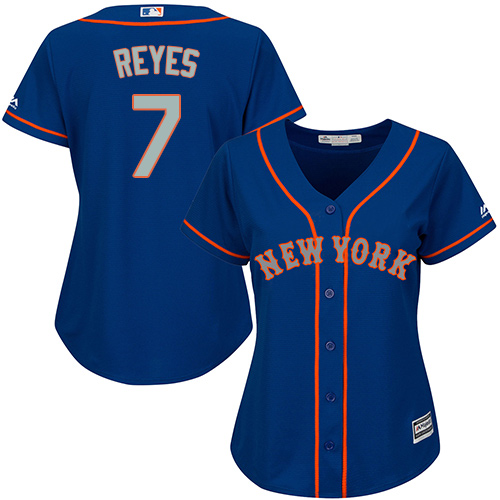 Women's Majestic New York Mets #7 Jose Reyes Authentic Royal Blue Alternate Road Cool Base MLB Jersey