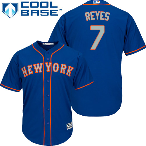 Youth Majestic New York Mets #7 Jose Reyes Authentic Royal Blue Alternate Road Cool Base MLB Jersey