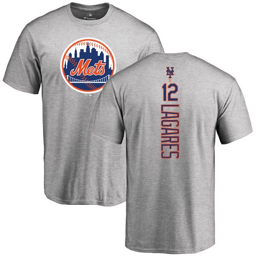 MLB Nike New York Mets #12 Juan Lagares Ash Backer T-Shirt