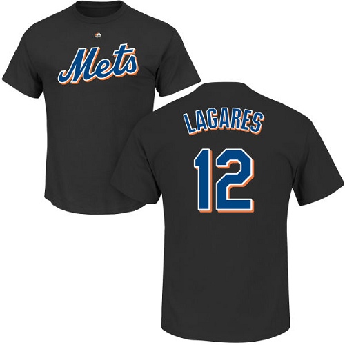 MLB Nike New York Mets #12 Juan Lagares Black Name & Number T-Shirt