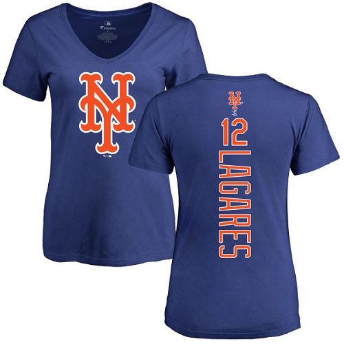MLB Women's Nike New York Mets #12 Juan Lagares Royal Blue Backer T-Shirt