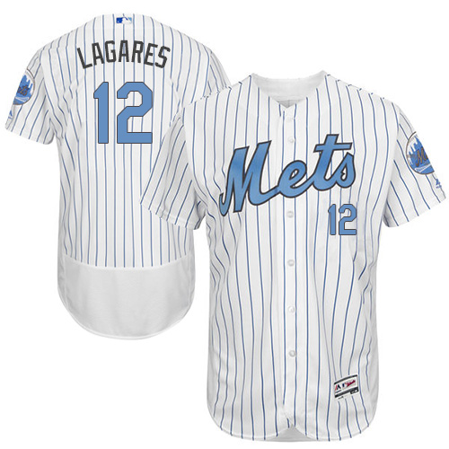 Men's Majestic New York Mets #12 Juan Lagares Authentic White 2016 Father's Day Fashion Flex Base MLB Jersey