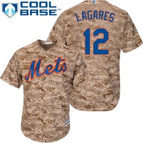 Men's Majestic New York Mets #12 Juan Lagares Replica Camo Alternate Cool Base MLB Jersey