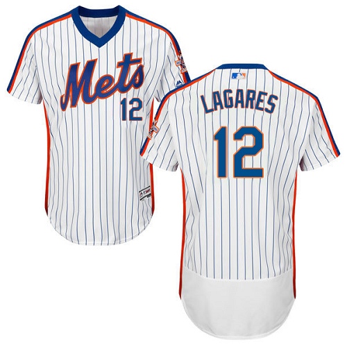 Men's Majestic New York Mets #12 Juan Lagares White Alternate Flex Base Authentic Collection MLB Jersey
