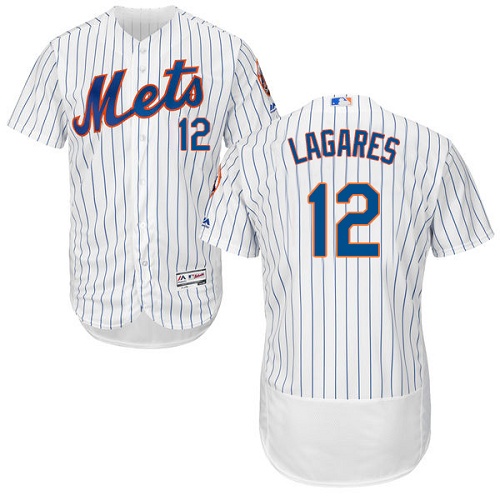 Men's Majestic New York Mets #12 Juan Lagares White Home Flex Base Authentic Collection MLB Jersey