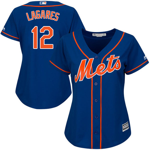 Women's Majestic New York Mets #12 Juan Lagares Authentic Royal Blue Alternate Home Cool Base MLB Jersey
