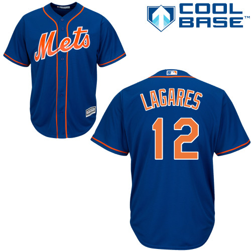 Youth Majestic New York Mets #12 Juan Lagares Authentic Royal Blue Alternate Home Cool Base MLB Jersey