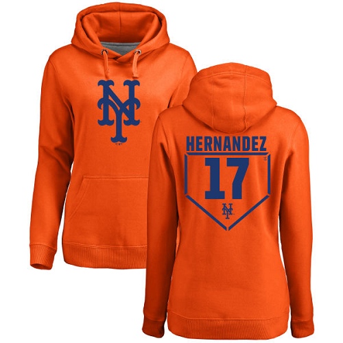MLB Women's Nike New York Mets #17 Keith Hernandez Orange RBI Pullover Hoodie
