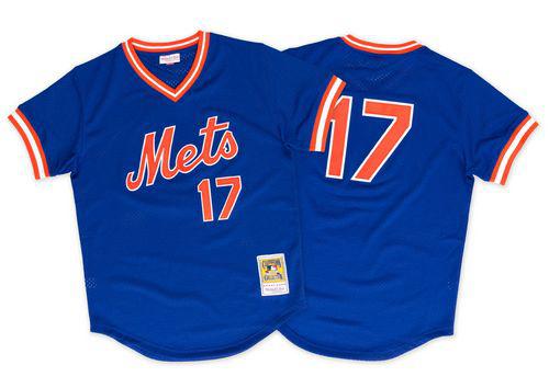 Men's Mitchell and Ness 1986 New York Mets #17 Keith Hernandez Authentic Royal Blue Throwback MLB Jersey